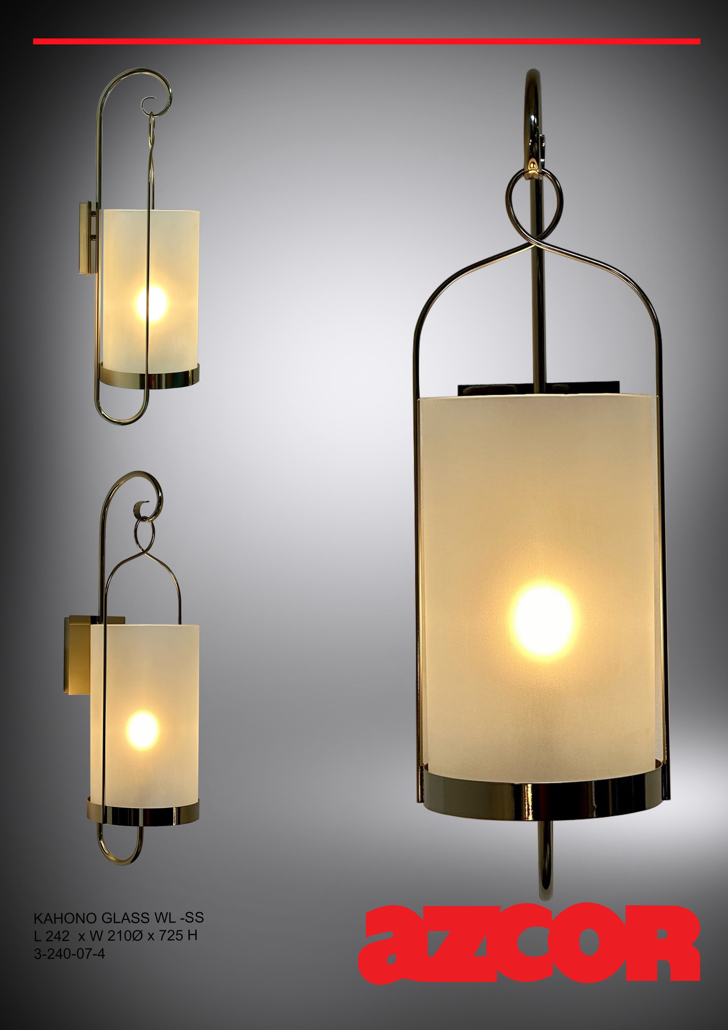 Kahono Glass Wall Light (SS in Brass)