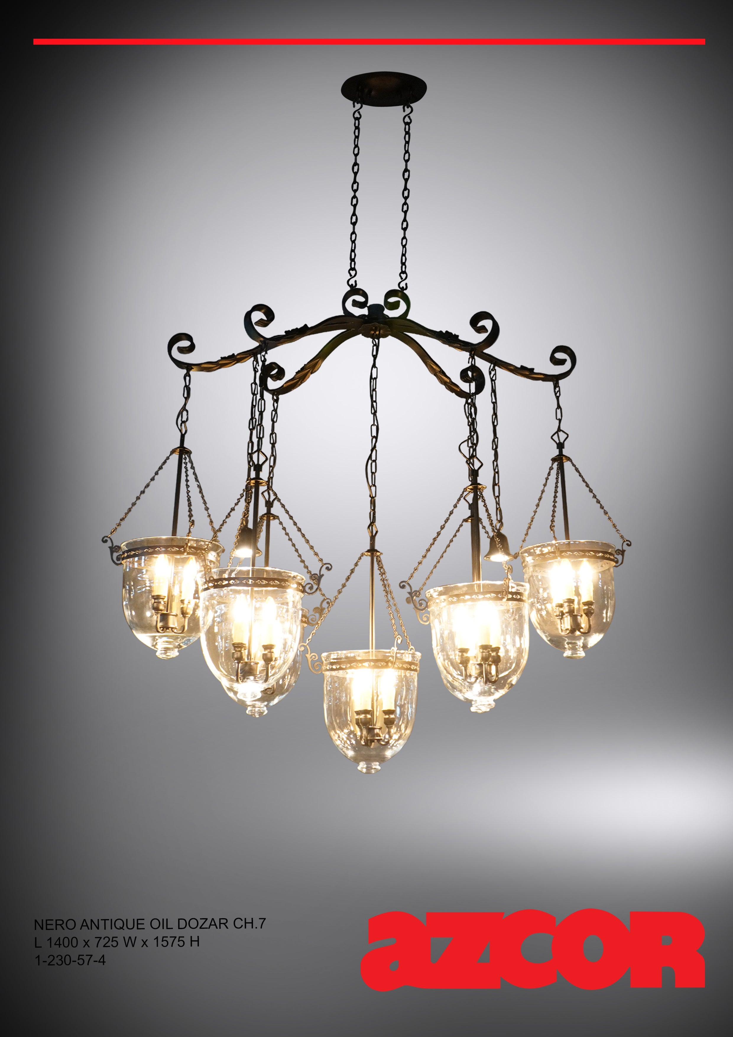 Nero Antique Oil Dozar Chandelier 7