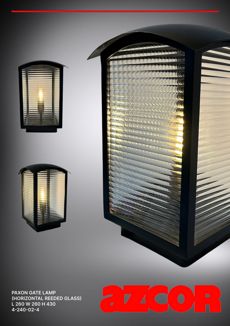 Paxon Non-rust Alum. Reeded Glass Gate Lamp (Horizontal)