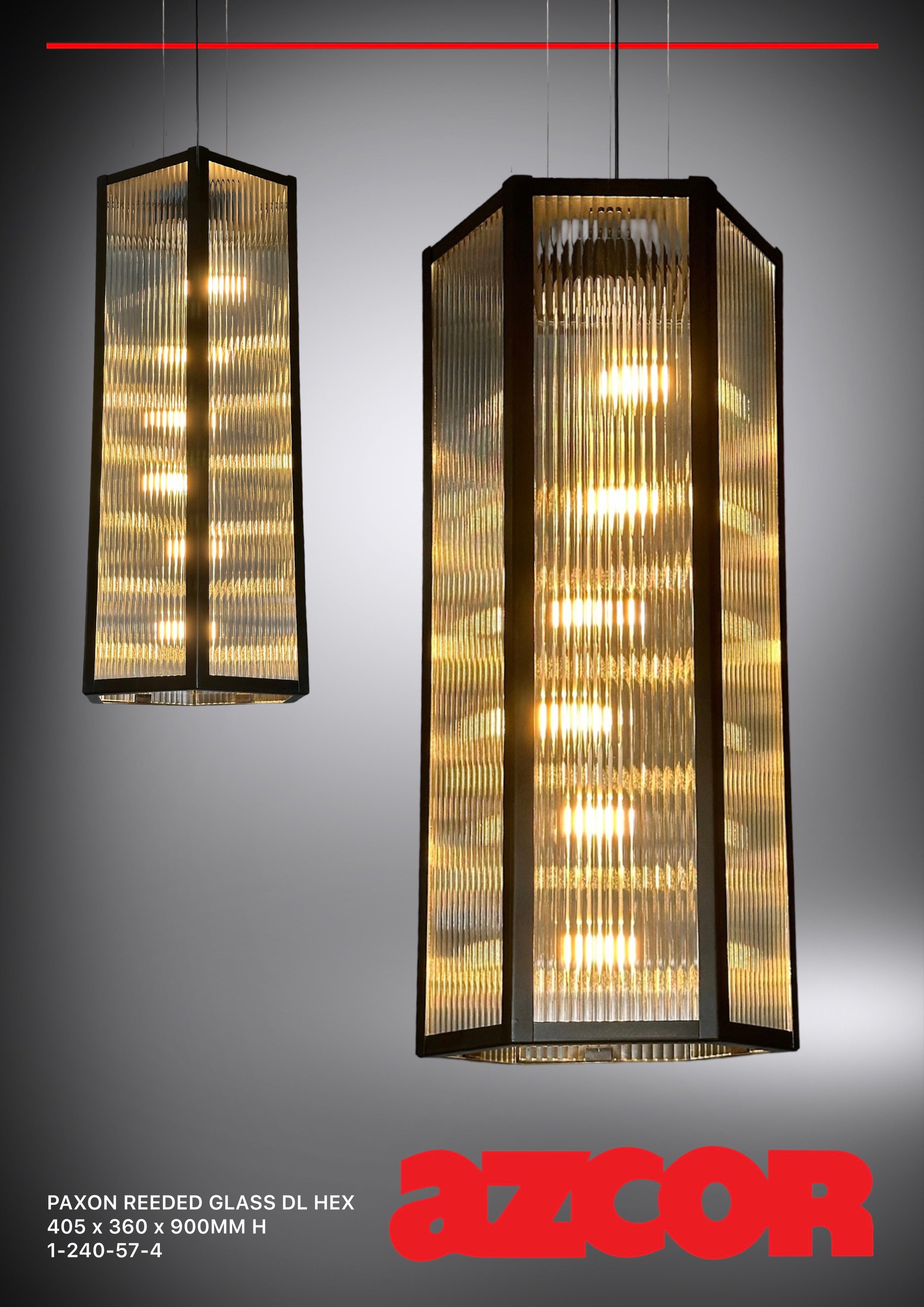 Paxon Reeded Glass Drop Light Hexagonal