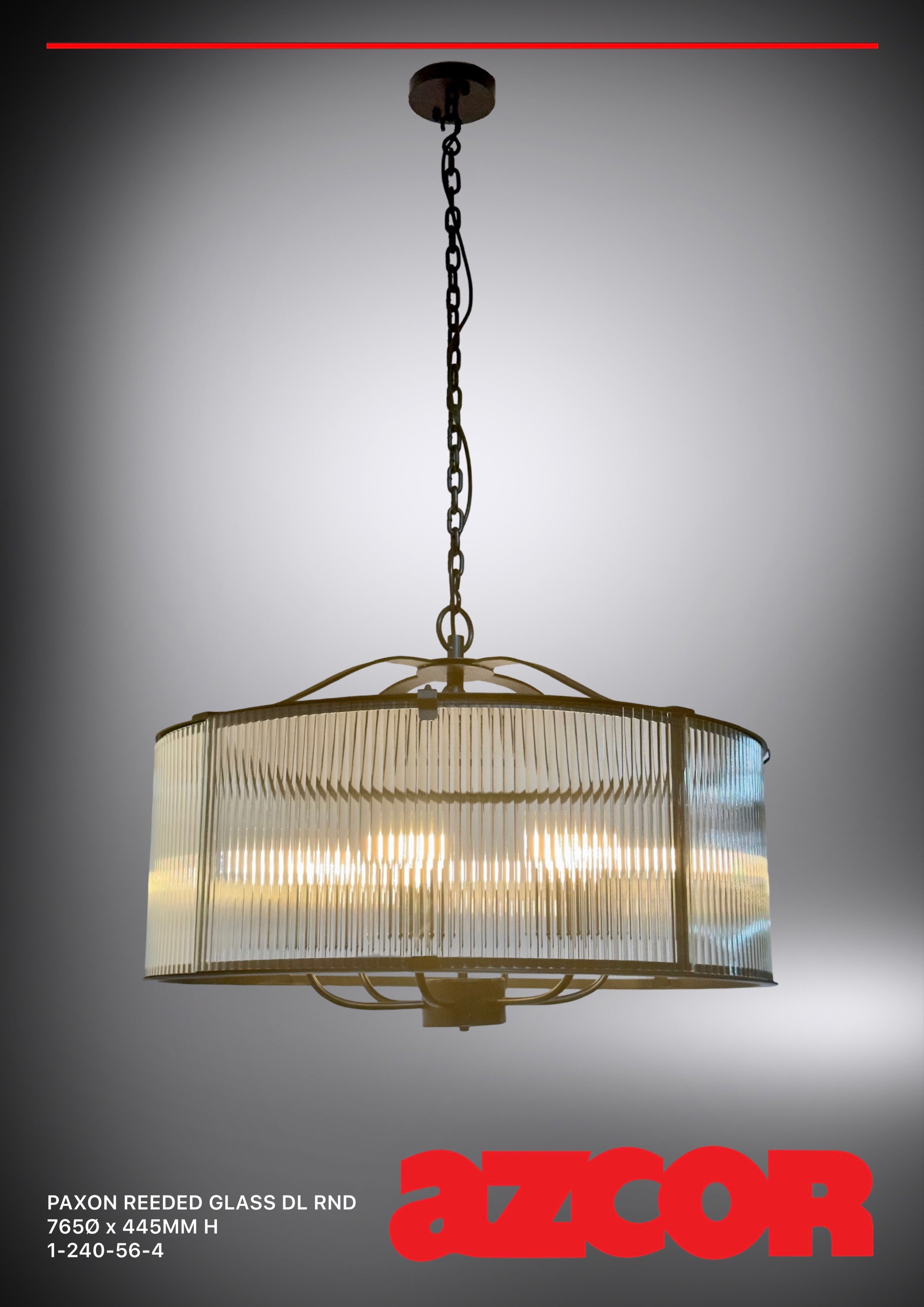 Paxon Reeded Glass Drop Light Round