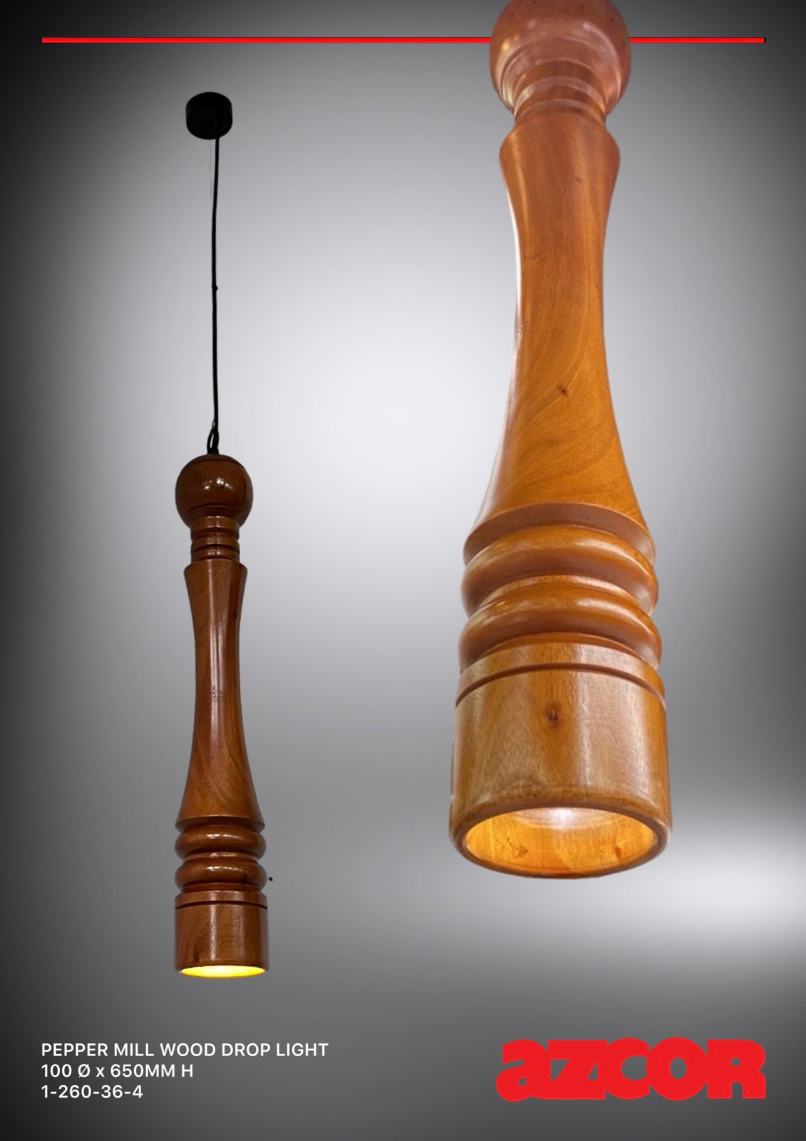 Pepper Mill Wood Drop Light