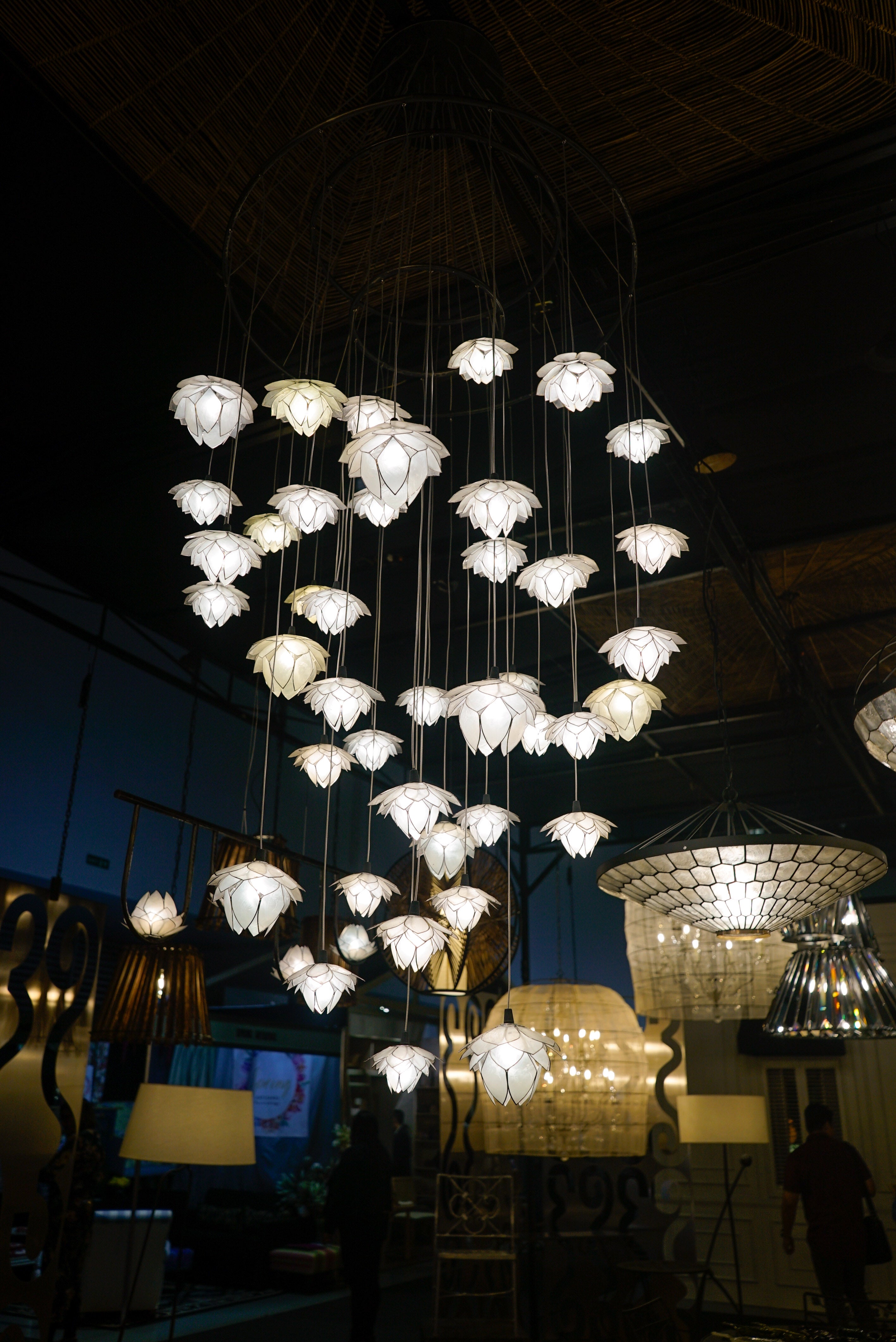 Lotus Capiz Cluster Drop Light