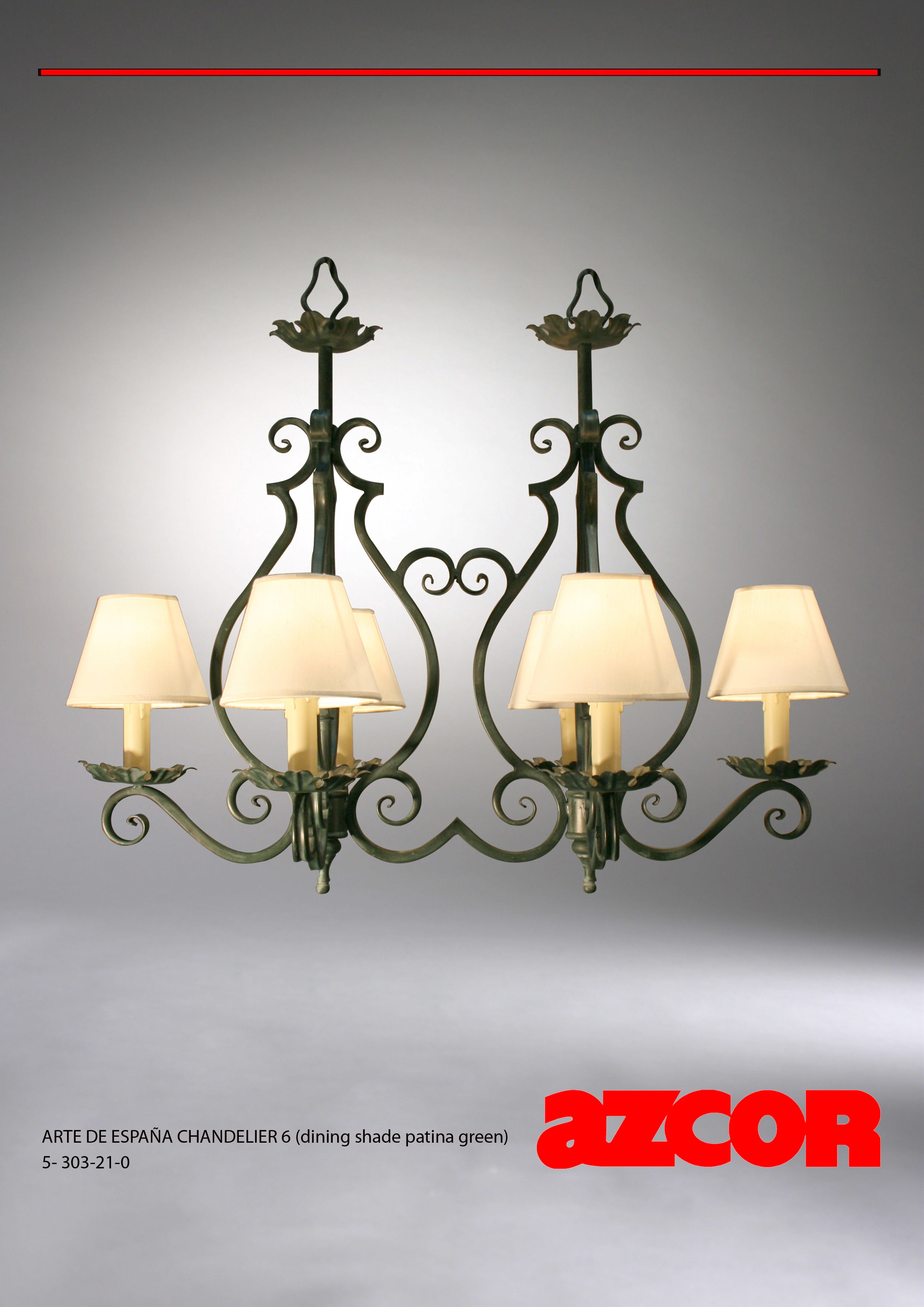 Arte De España Dining Chandelier 6 (Candle Shade)