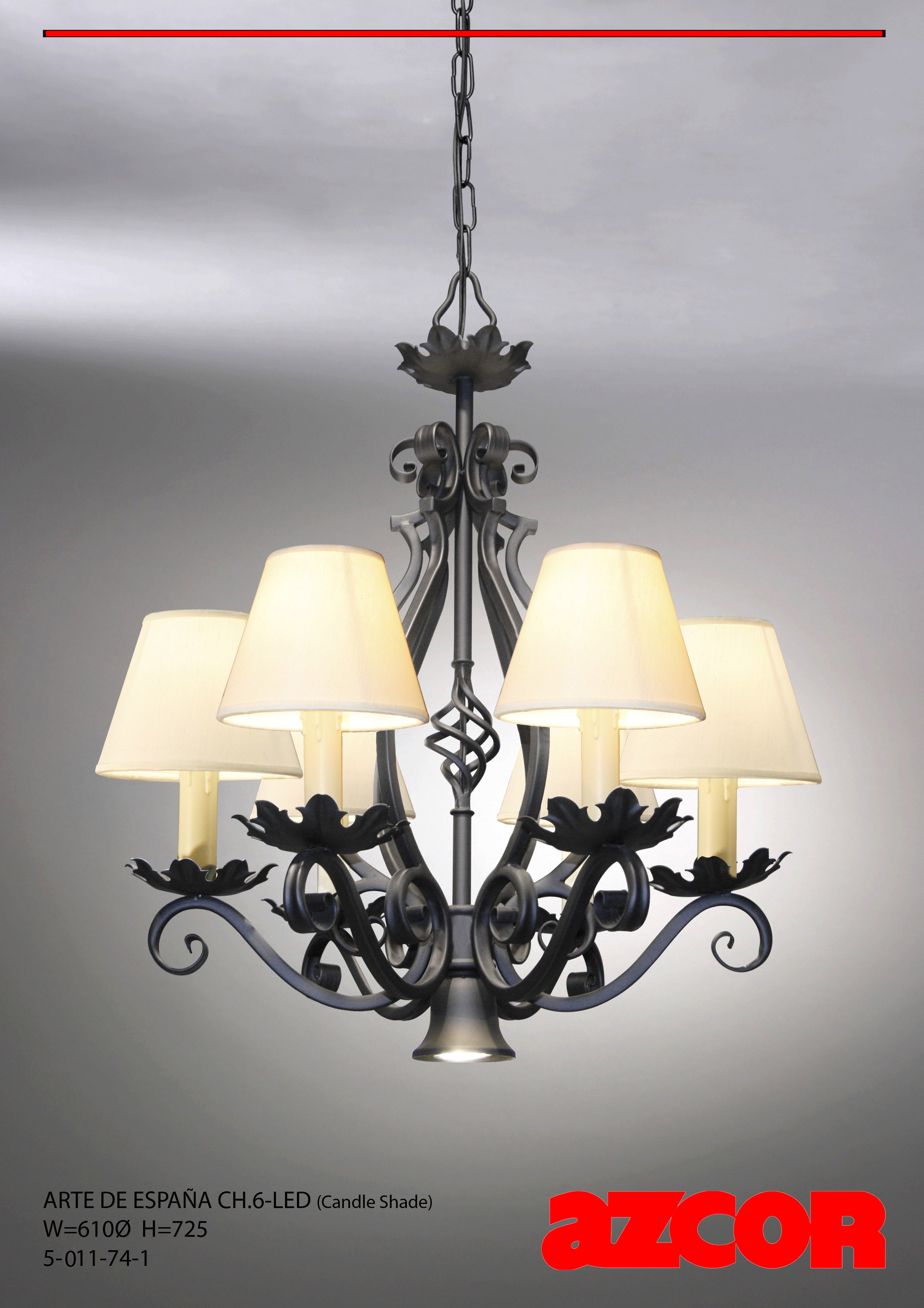 Arte De España Chandelier 6 (Candle Shade) w/ MR16