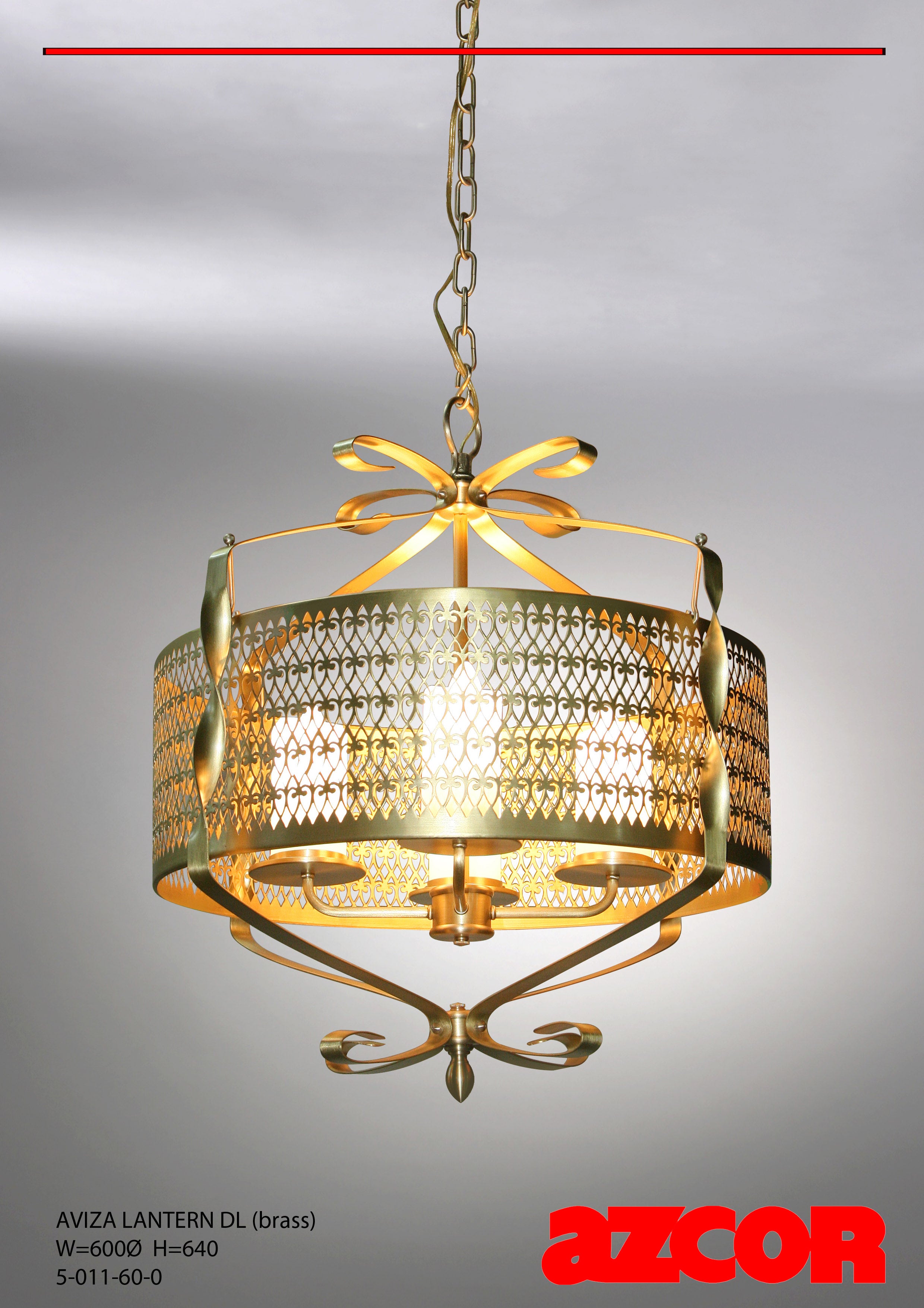 Aviza Brass Lantern Drop Light (L)