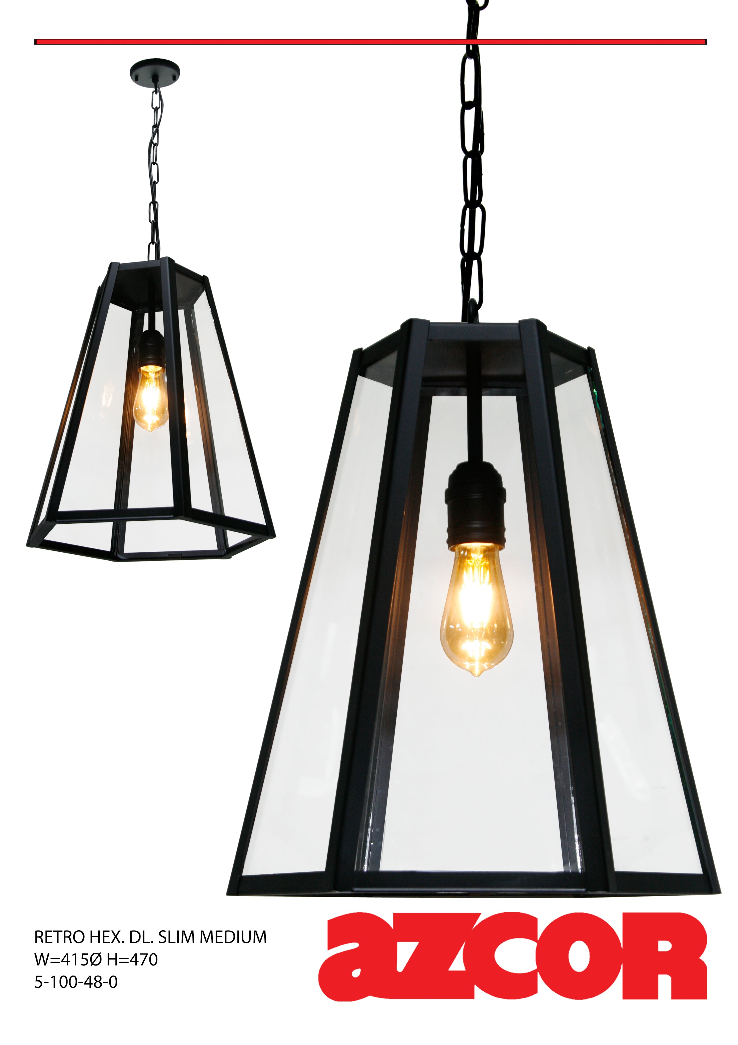 Retro Hexagonal Slim Half Drop Light