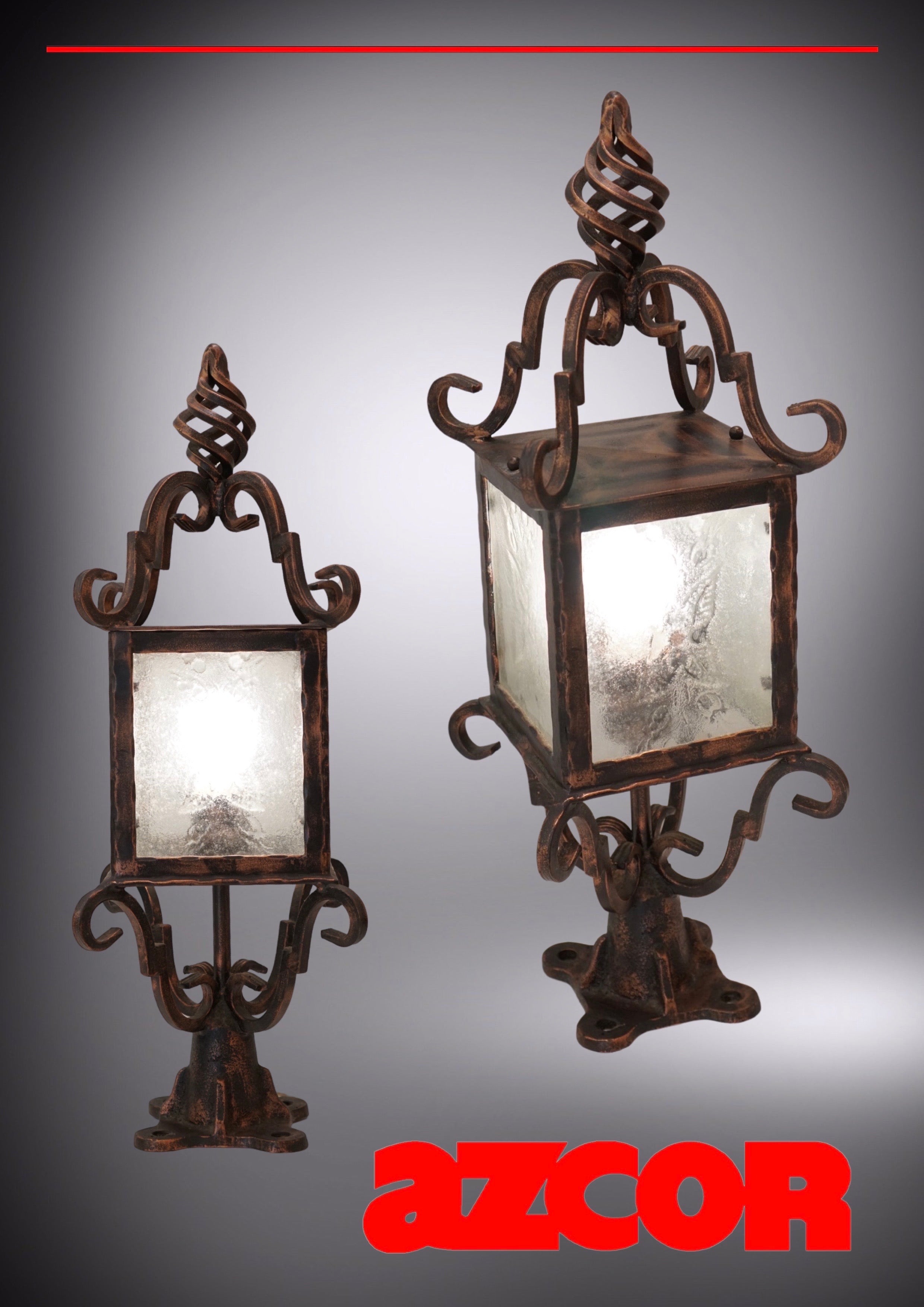 Merideano Square Gate Lamp Small (Basket Finial)