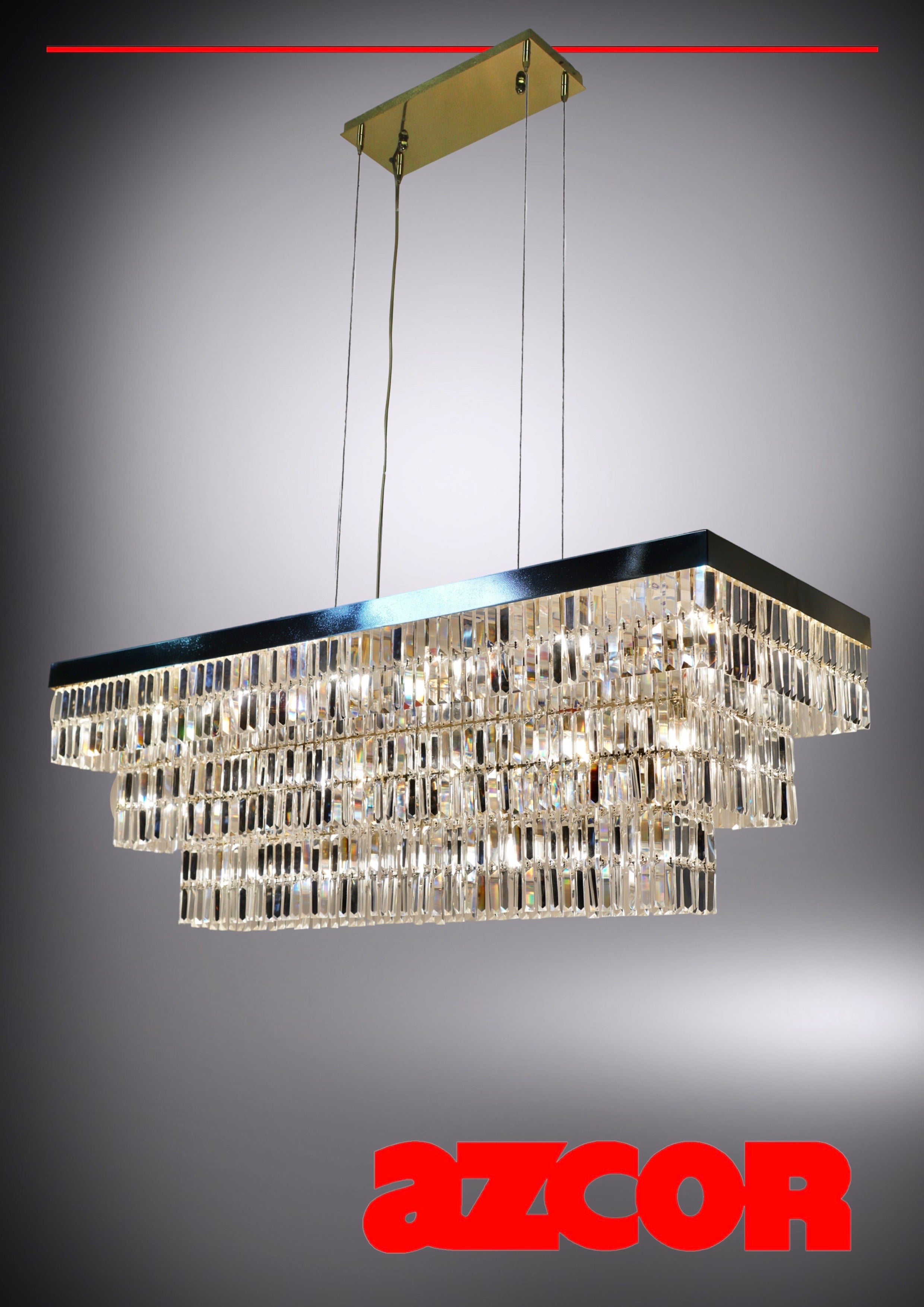 Jewel Crystal Rectangular Dining Light 1600