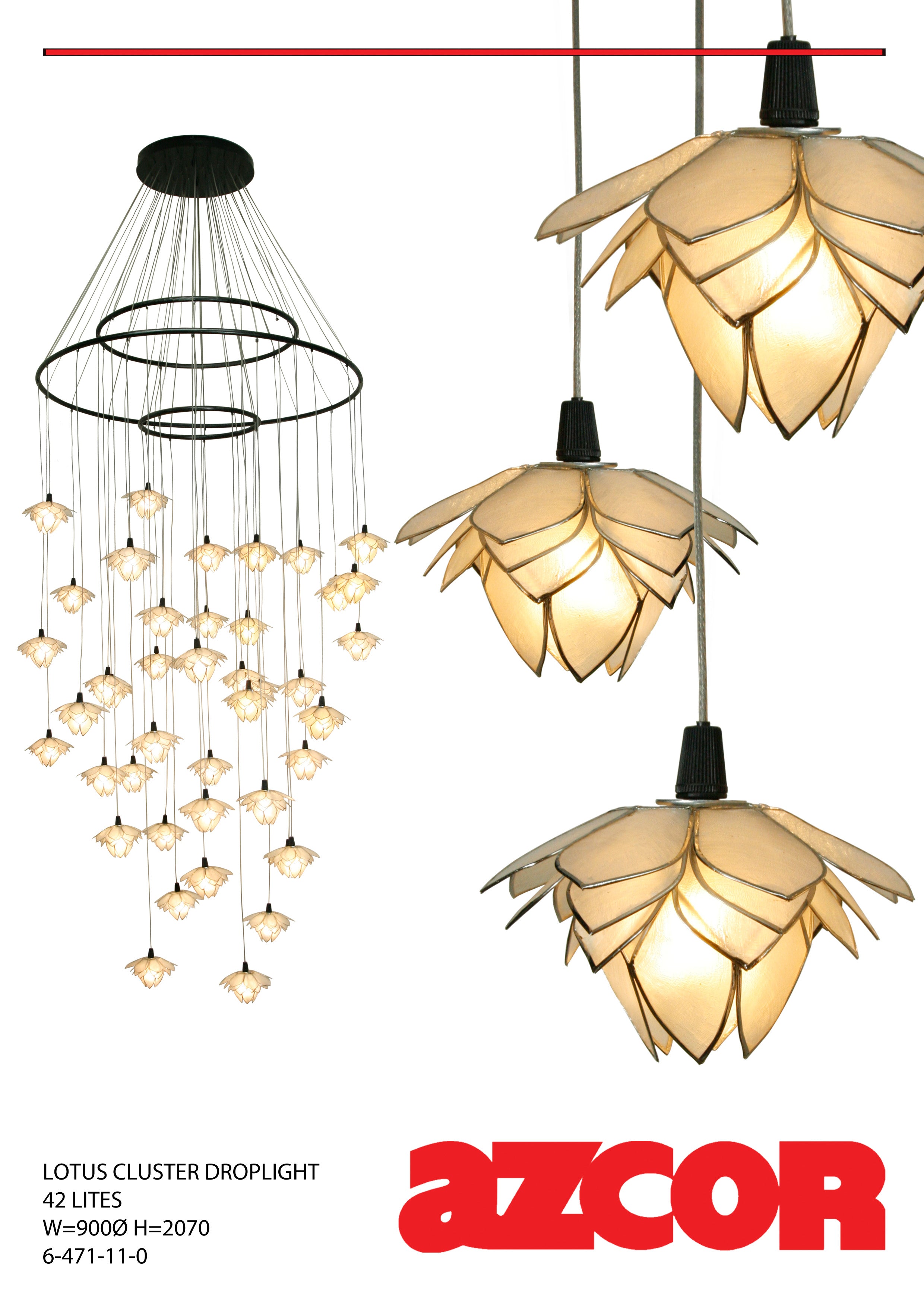 Lotus Capiz Cluster Drop Light