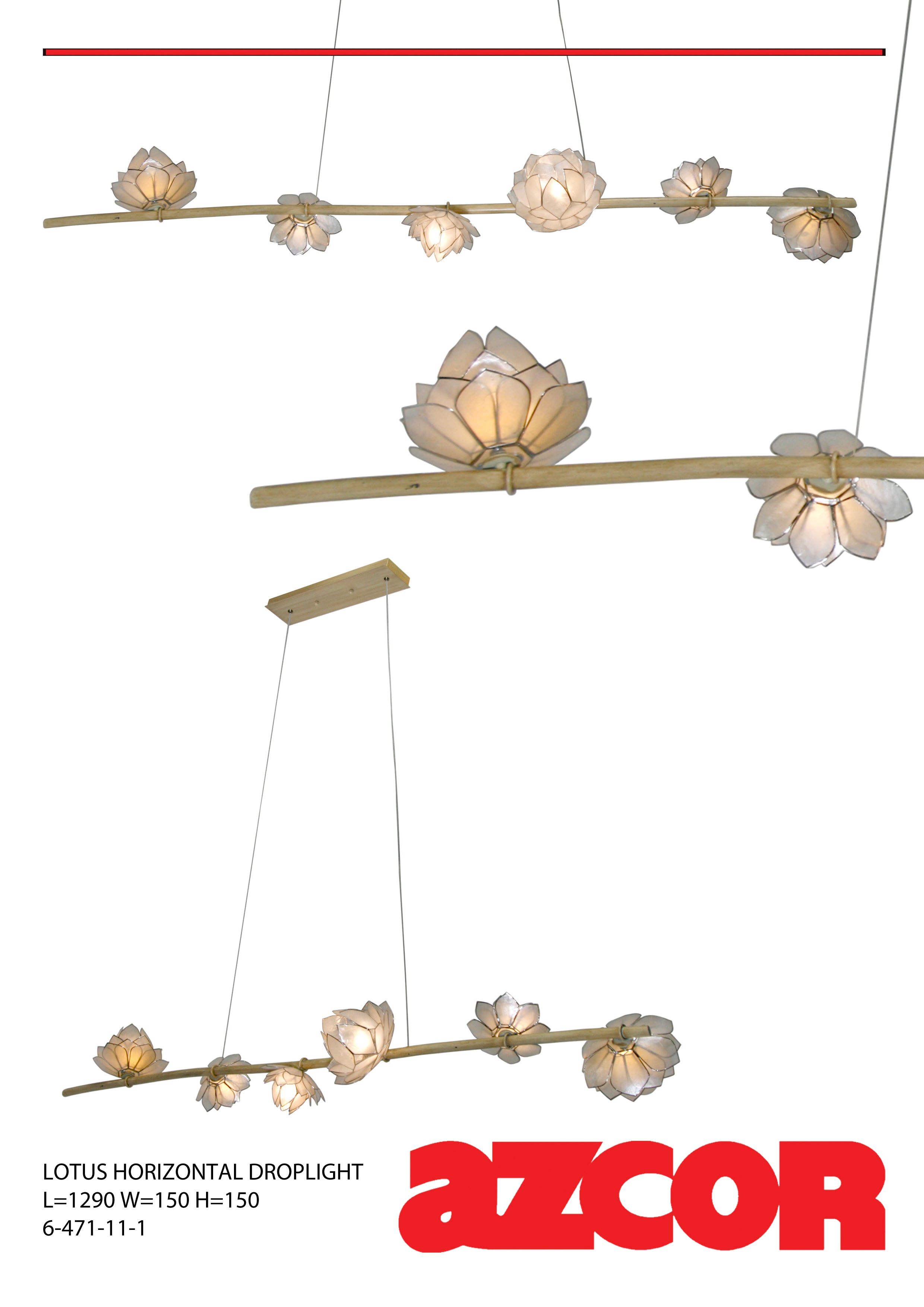 Lotus Capiz Horizontal Drop Light