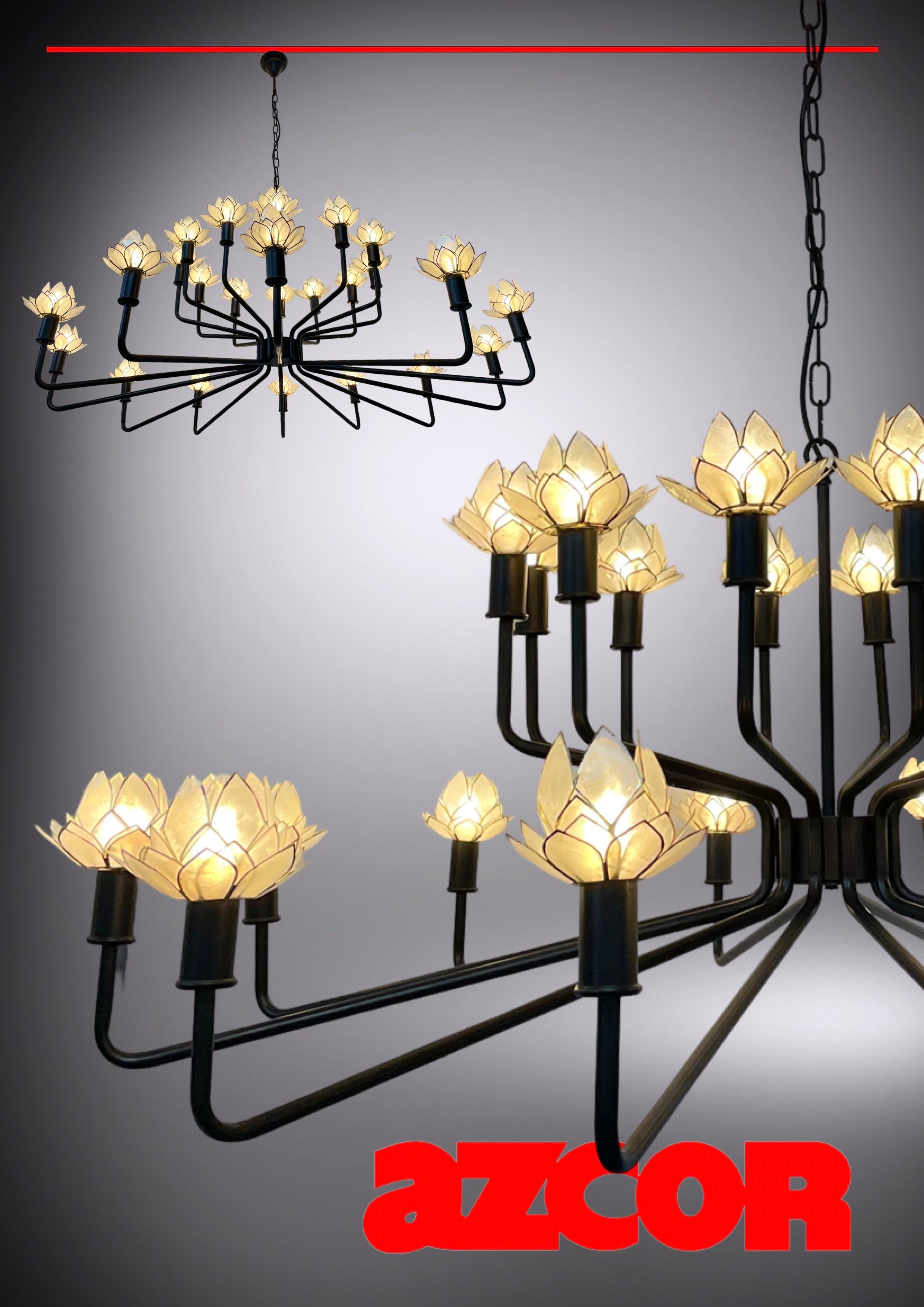 Mecca Lotus Capiz Chandelier 24