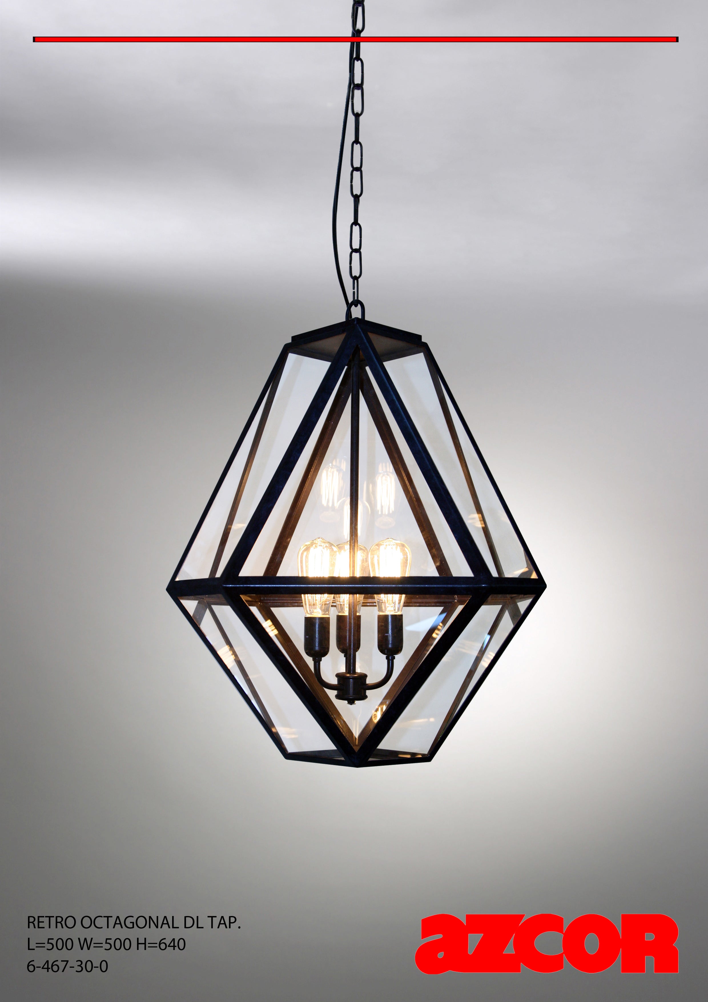 Retro Octagonal Tappered Drop Light